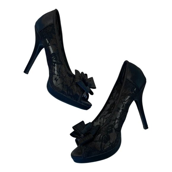 De Blossom Collection Lace Peep Toe Womens Heels - Size 8 - Picture 1 of 2